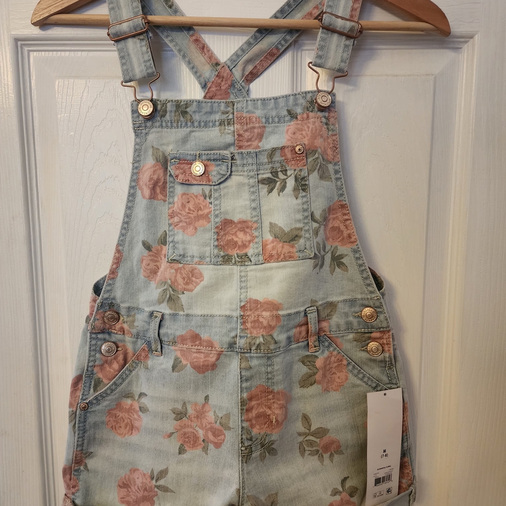 Jordache Pink Floral Denim Overalls